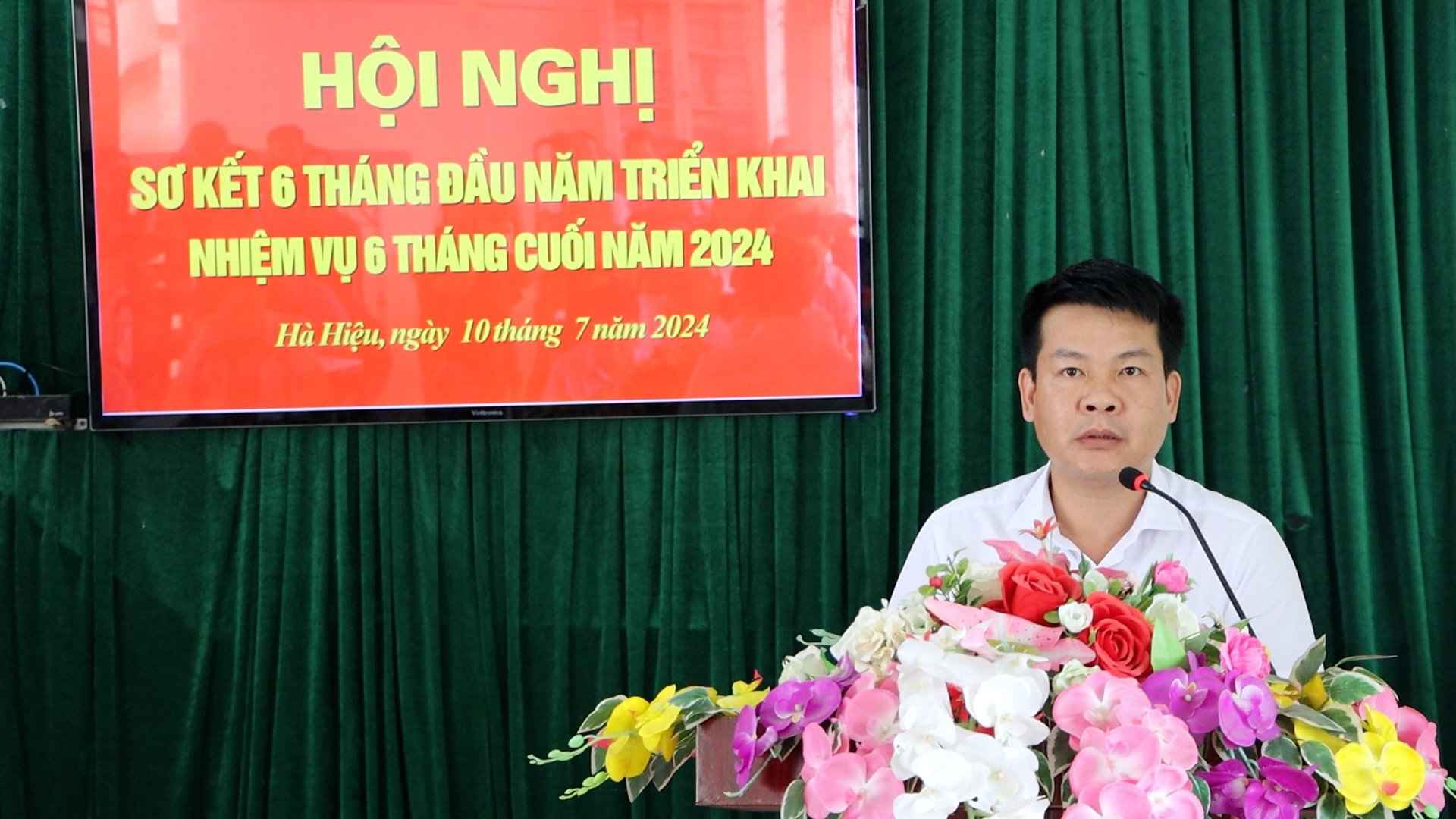 Đồng chí Bí thư Huyện uỷ dự Hội nghị sơ kết 6 tháng đầu năm, triển khai nhiệm vụ 6 tháng cuối năm 2024 tại xã Hà Hiệu